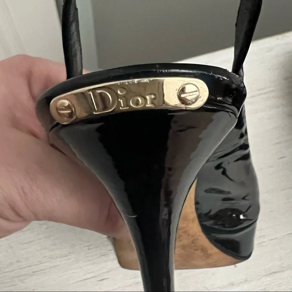 Christian Dior Patent Leather Slingback Pumps SIze 36.5/6.5 - Picture 13 of 16